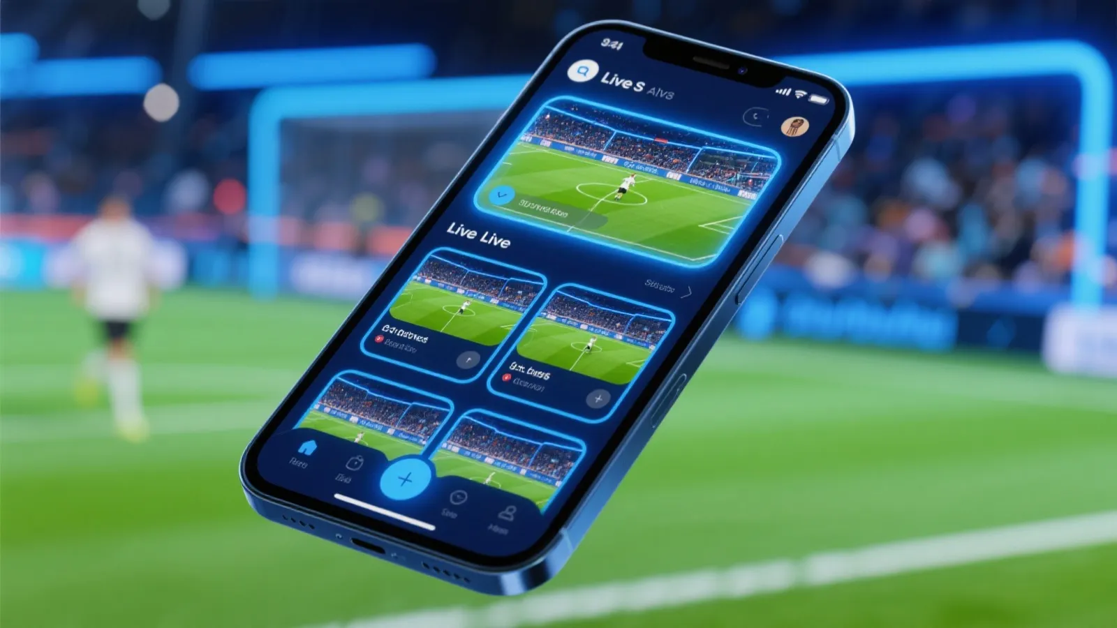 Football MultiLive App 界面示意图